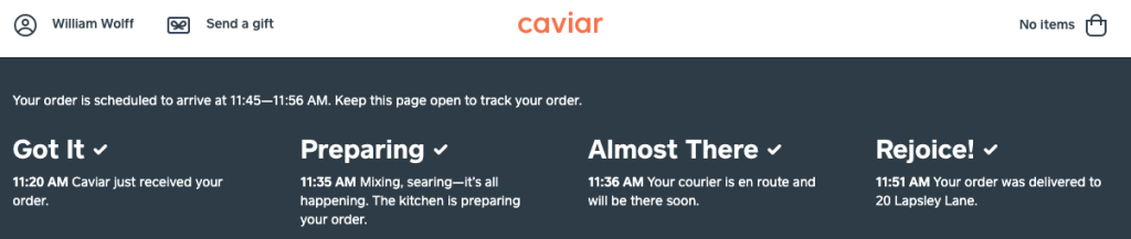 Caviar web site screen shot